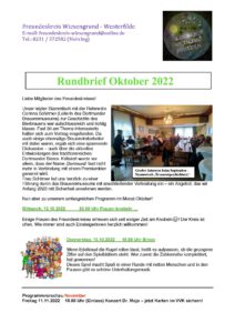 Das Programm im Oktober 2022 vom Freundeskreis Wiesengrund - Westerfilde