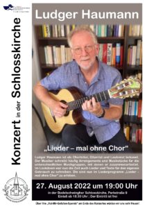 Konzert von Ludger Haumann am 27.8.22 in der Schlosskirche in Dortmund-Bodelschwingh