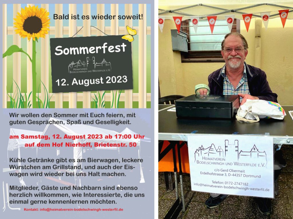 Heimatverein Bodelschwingh und Westerfilde e.V.. Eindrücke vom Sommerfest des Vereins am 12. August 2023 in Dortmund-Westerfilde
