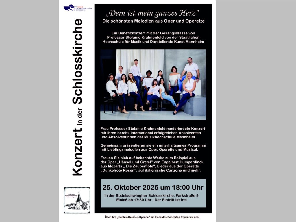 Förderkreis Evangelische Schlosskirche Bodelschwingh e.V. - Konzert in der Bodelschwingher Schlosskirche am 25.10.2025