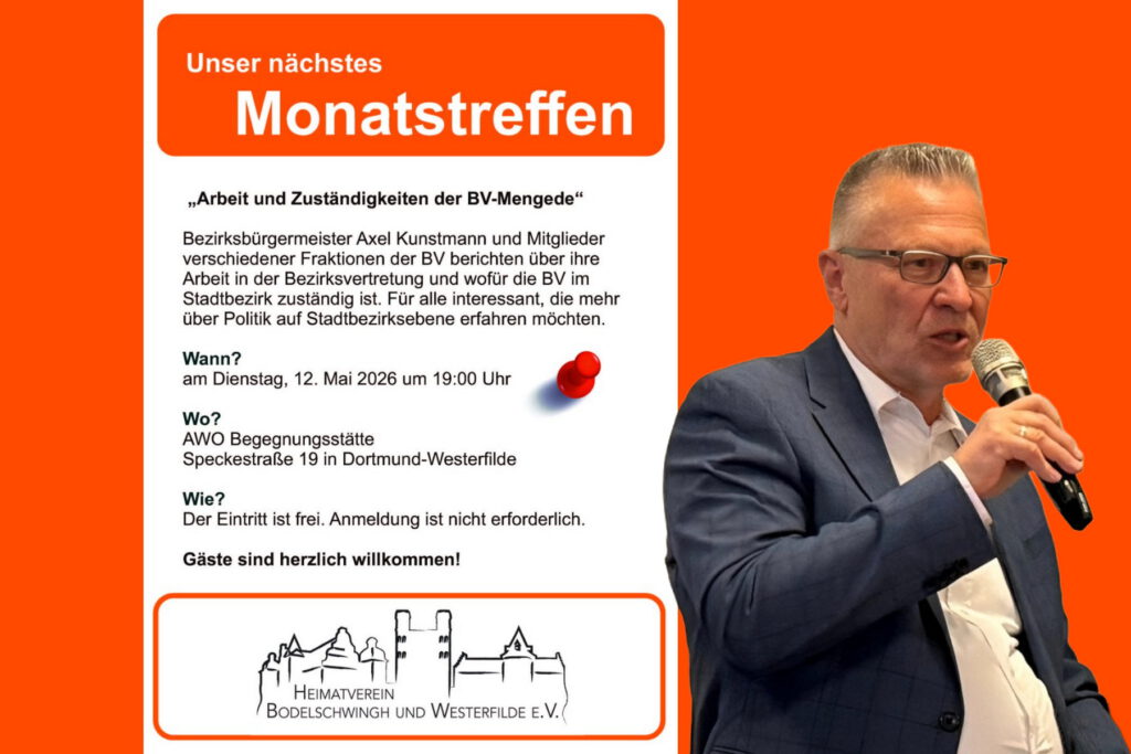 Monatstreffen vom Heimatverein Bodelschwingh und Westerfilde e.V. am 12. Mai 2026 in der AWO-Begegnungsstätte Dortmund-Westerfilde