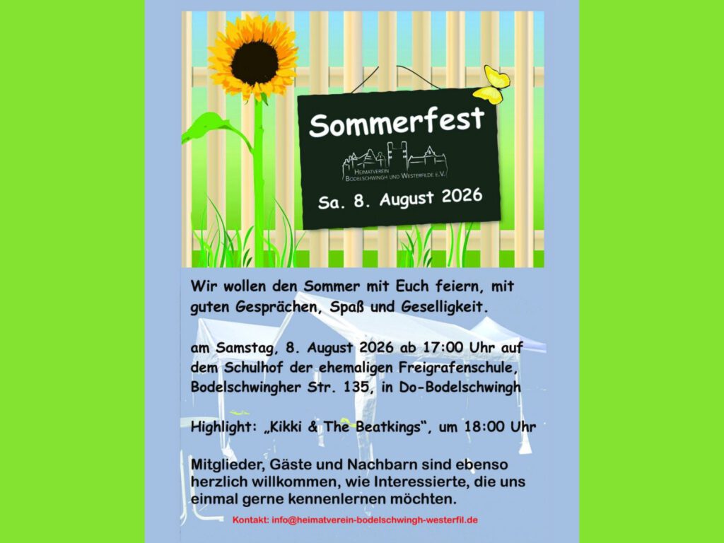 Sommerfest vom Heimatverein Bodelschwingh und Westerfilde e.V. am 8. August 2026